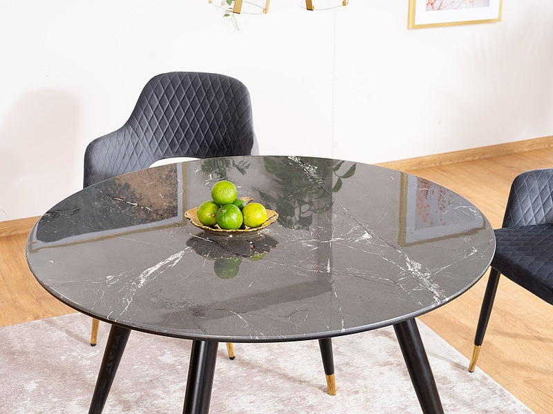 Table CYRYL II BLACK STONE EFFECT/BLACK/GOLD FRAME FI100