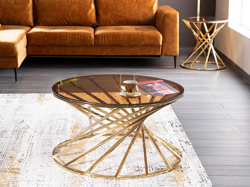 Coffee table OTTAVIA SMOKE GLASS AMBER/GOLD FI 80