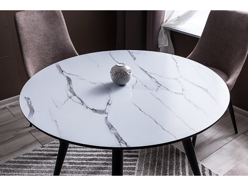 Table IDEAL MARBLE EFFECT TABLE/BLACK FRAME 100X100 Ø100