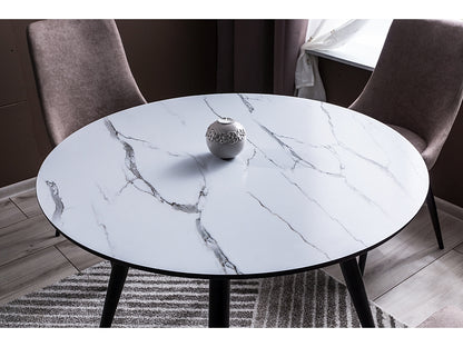 Стол IDEAL MARBLE EFFECT TABLE/BLACK FRAME 100X100 Ø100