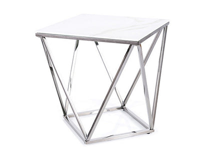 Coffee table SILVER B II WHITE MARBLE EFFECT/STEEL 50X50