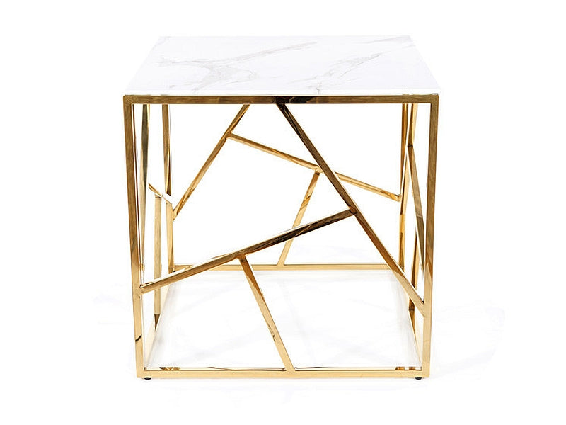 Coffee table ESCADA B II WHITE MARBLE EFFECT/GOLD 55X55