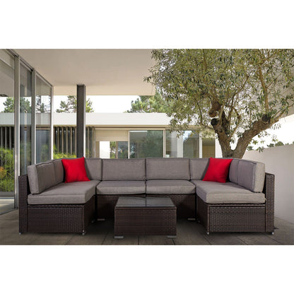 Garden furniture set CLIFF modular sofa, table / Brown 