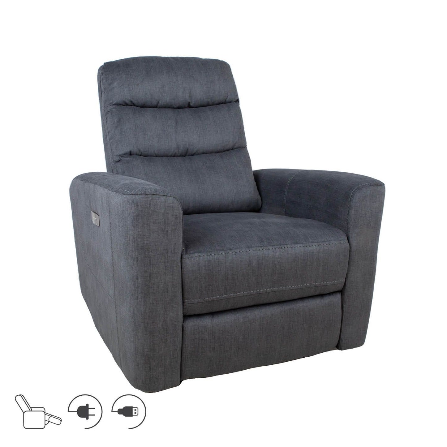 Lounge chair GASTON with electric mechanism, gray velvet 