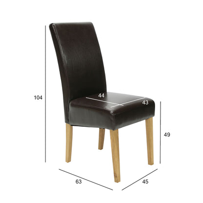 Chair TIFFANY, 45x63xH49/104cm, leather, legs: oak, naturally oiled 