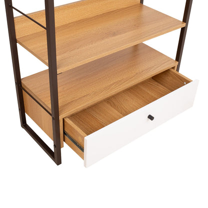 Shelf STUDY 70x30xH124.5cm, oak/white