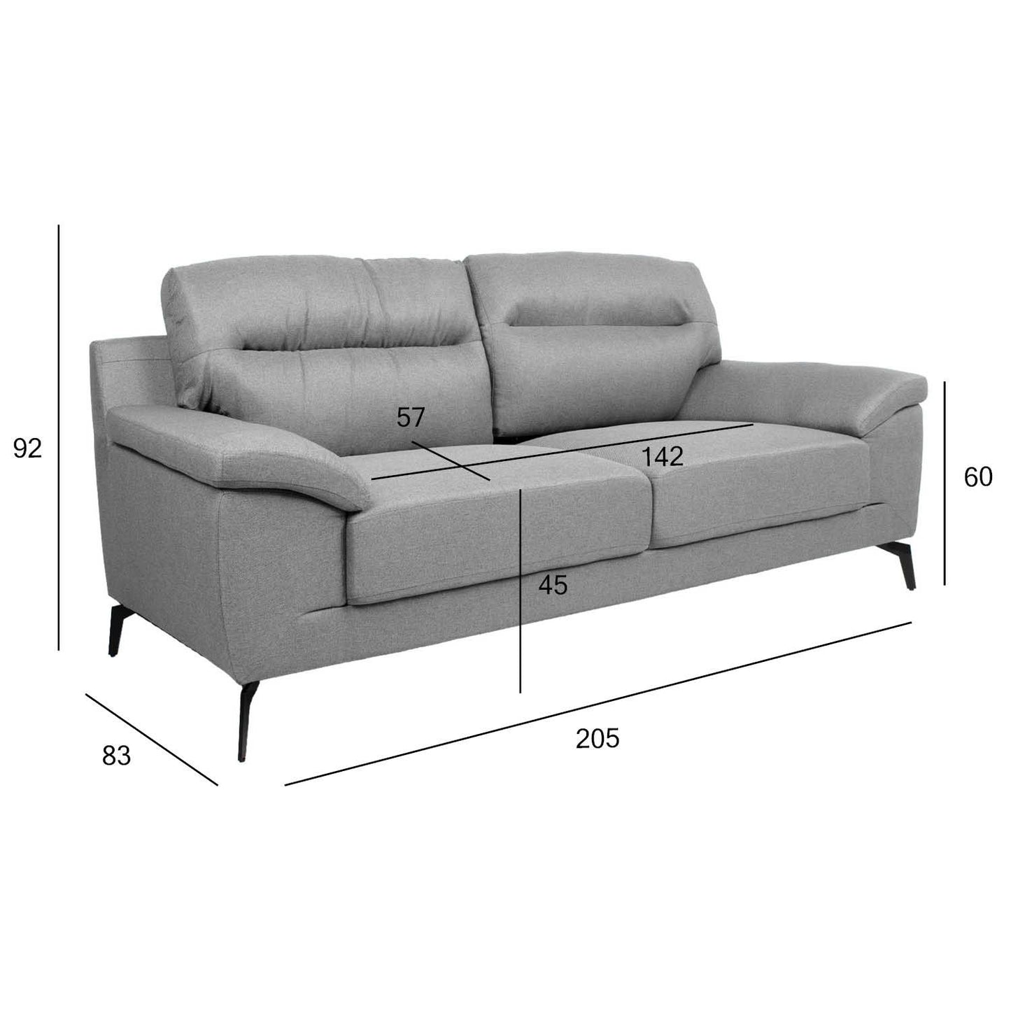 Sofa ENZO 3-seater, gray