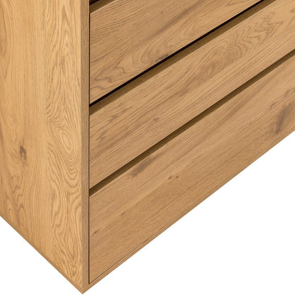 Chest of drawers SACHA 75x40xH89cm, melamine with oak decor