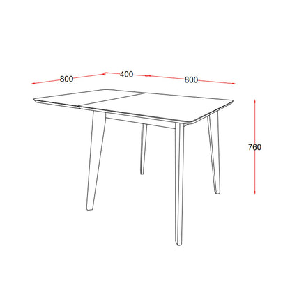 Table ROXBY 80/120x80xH76cm, white