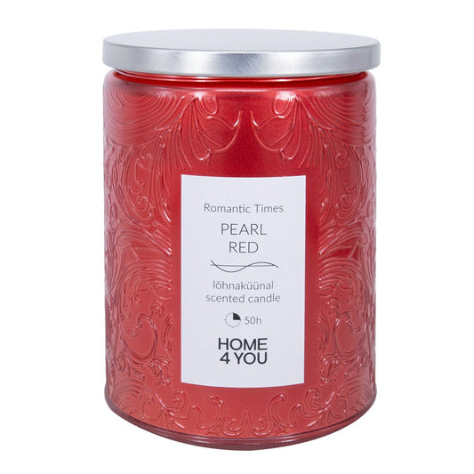 Candle in glass jar ROMANTIC TIMES H11cm, pearl red