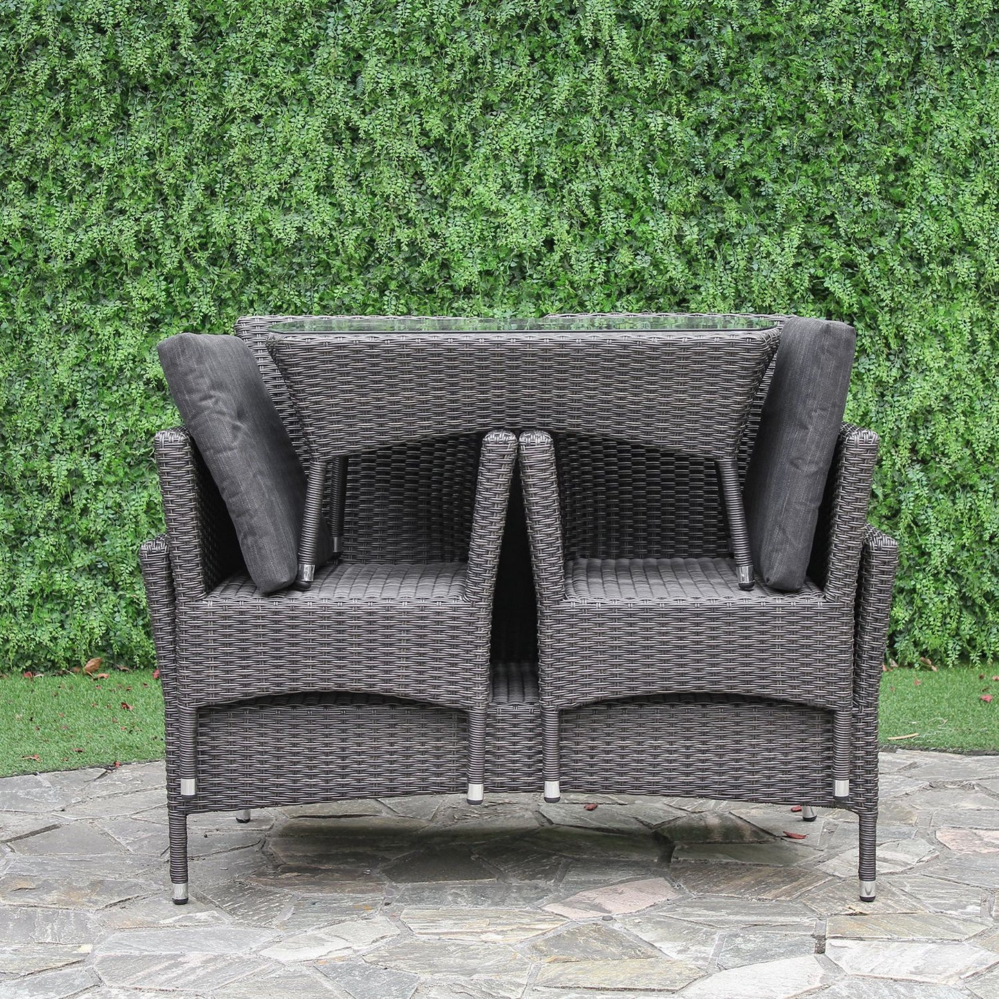 Garden furniture set WATERS table, sofa and 2 chairs / Grey 