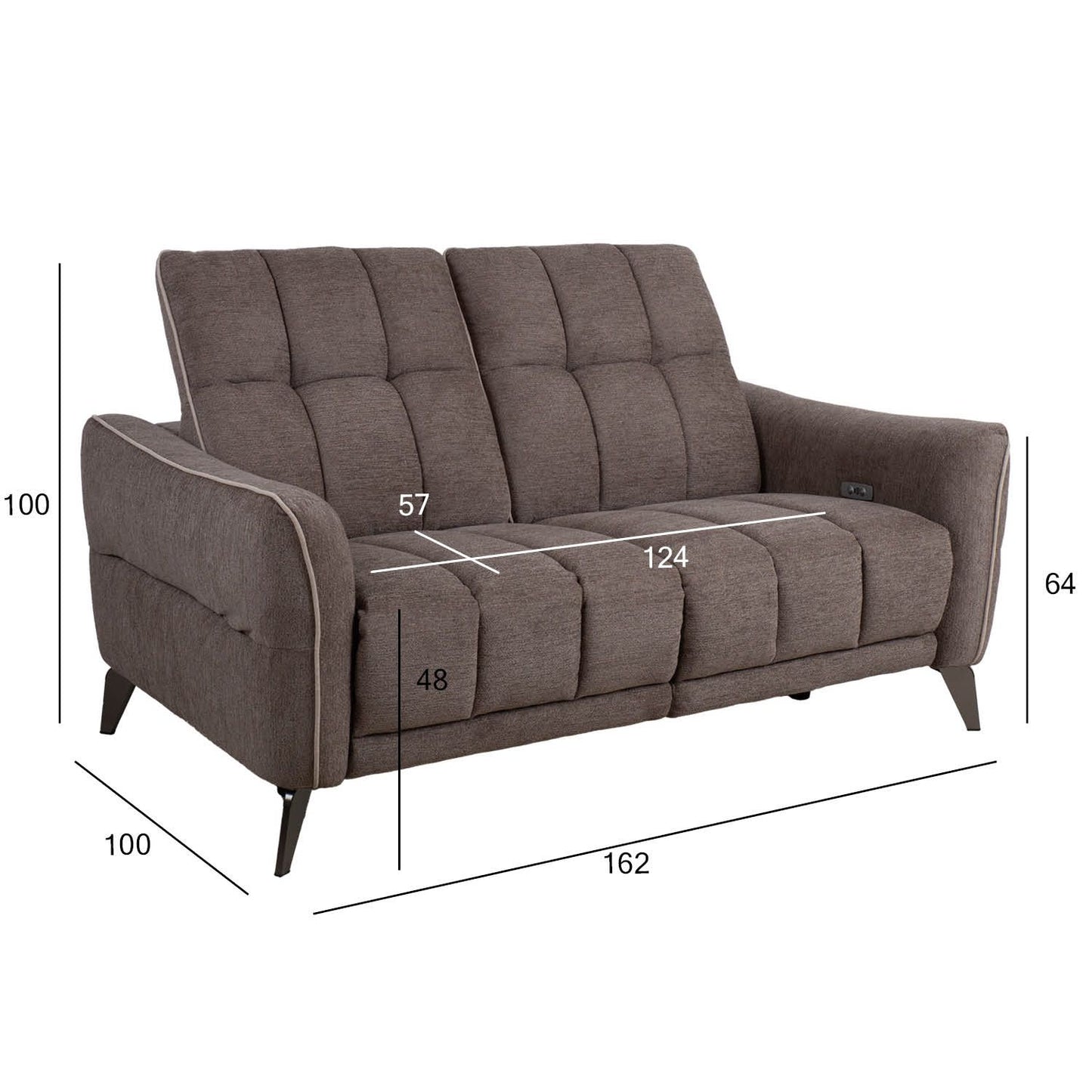 Regliner sofa CATHY 2-seater, electric, light brown