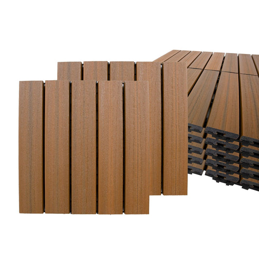 Terrace tile 30x30x2.2cm, 22pcs/2m², polywood, brown 