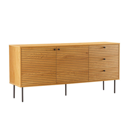 Chest of drawers LINE 150x40xH74cm, melamine with oak pattern