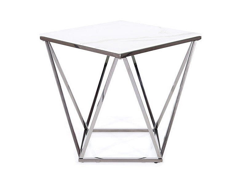 Coffee table SILVER B II WHITE MARBLE EFFECT/STEEL 50X50