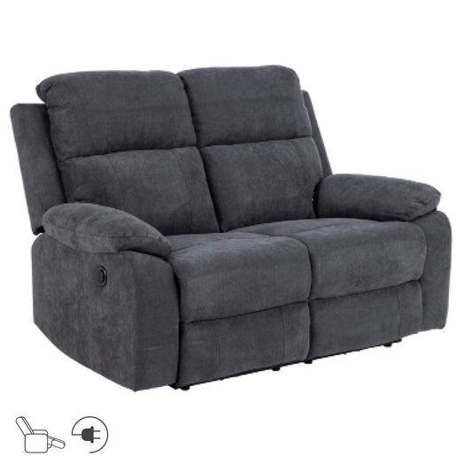 Regliner Sofa MORA 2-seater, electric, dark gray