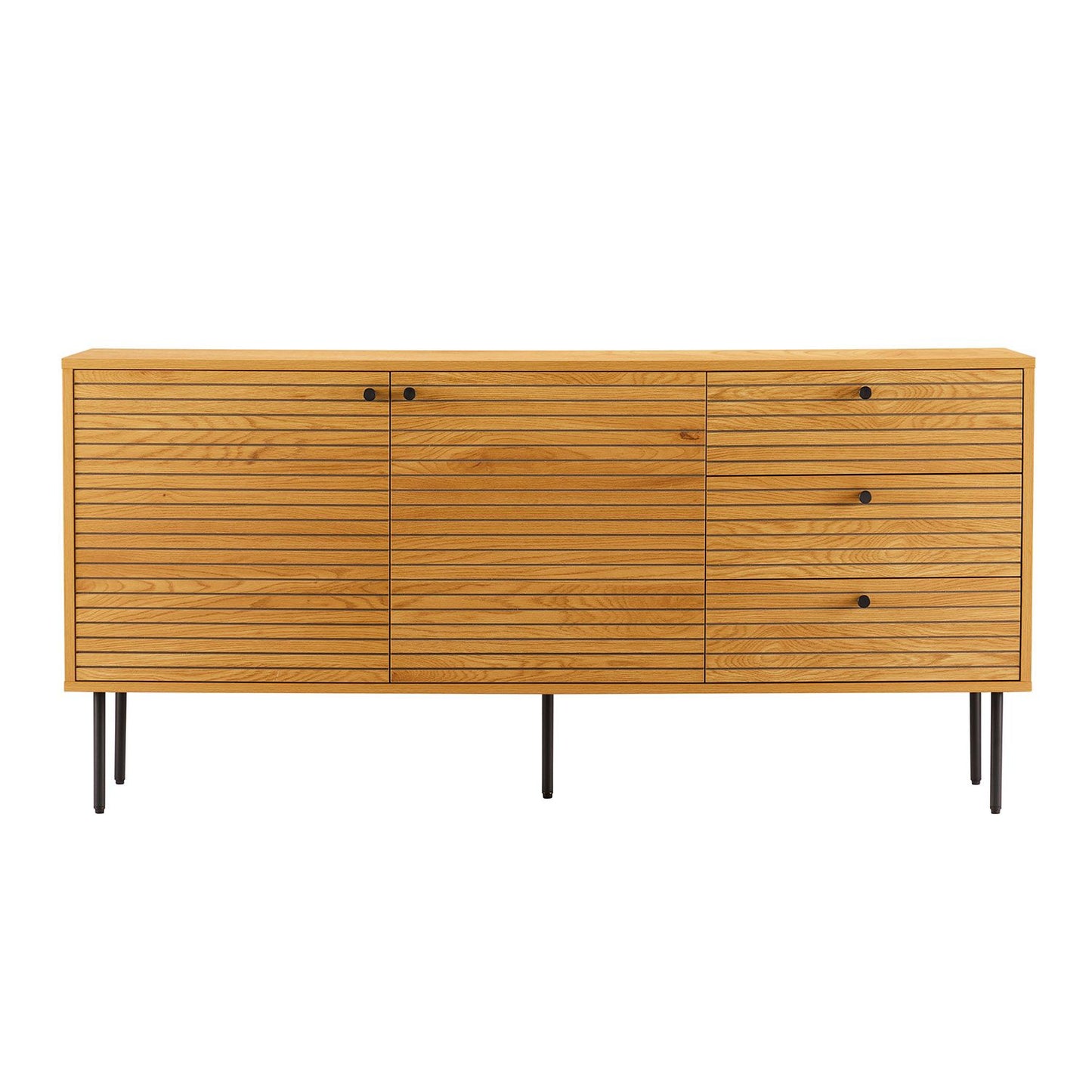 Chest of drawers LINE 150x40xH74cm, melamine with oak pattern