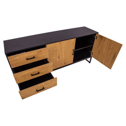 Chest of drawers AMSTERDAM 160x40xH75cm, oak/black