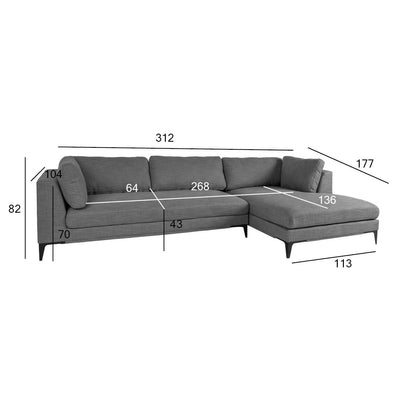 Corner sofa BRIA RC gray