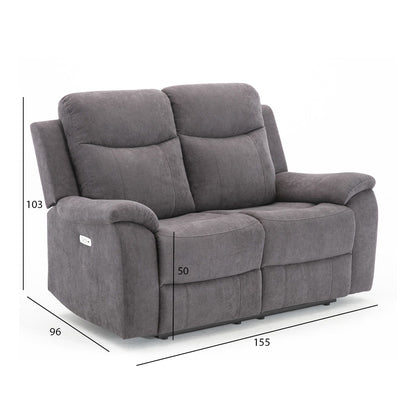 Sofa MILO 2-seater 155x96xH103cm, with electric mechanism, gray