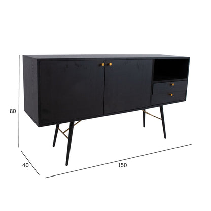 Dresser LUXEMBOURG 150x40xH80cm, black