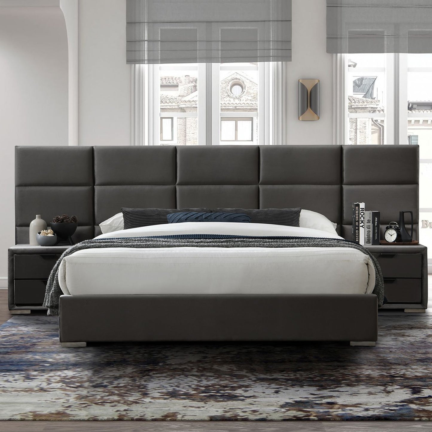 Bed LEVANTER 160x200cm, gray 