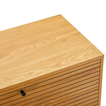 Chest of drawers LINE 80x40xH85cm, melamine with oak pattern