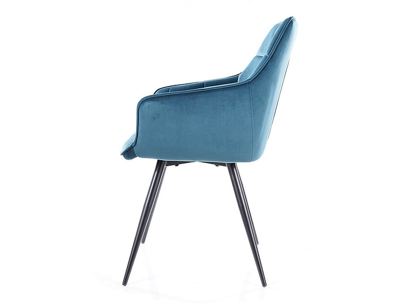 Chair LILY VELVET BLACK FRAME/TURQUOISE BLUVEL 85 