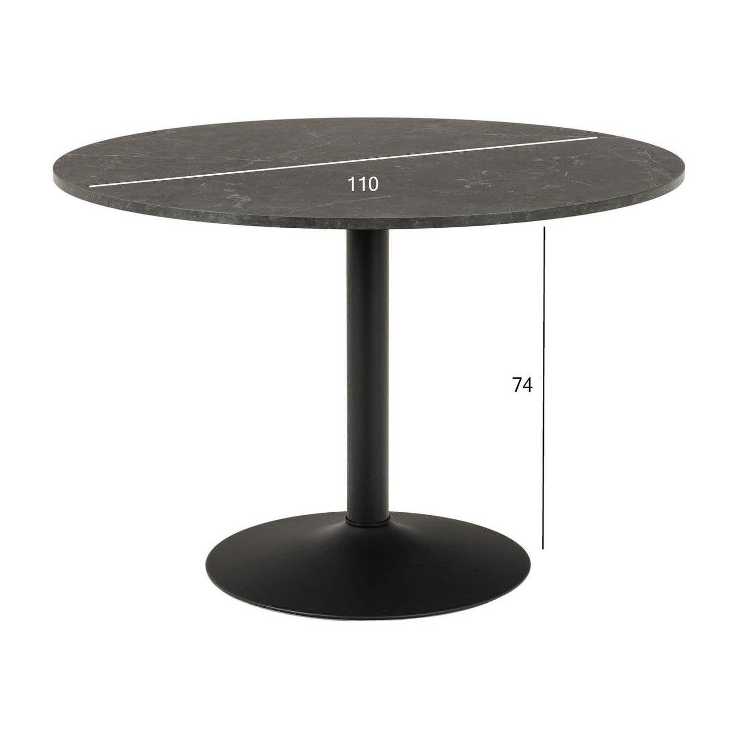 Table IBIZA D110xH74cm, black marble