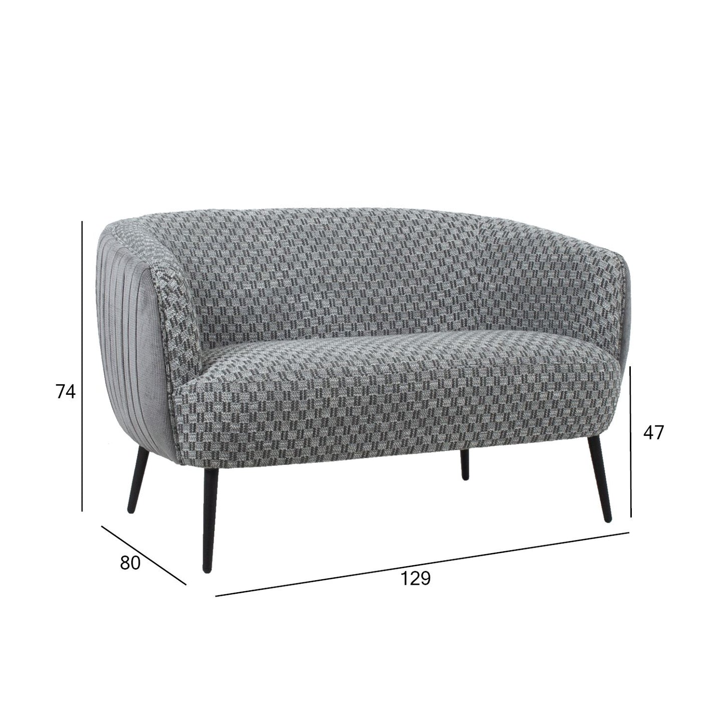 Sofa ACCENT 129x80xH74cm, gray