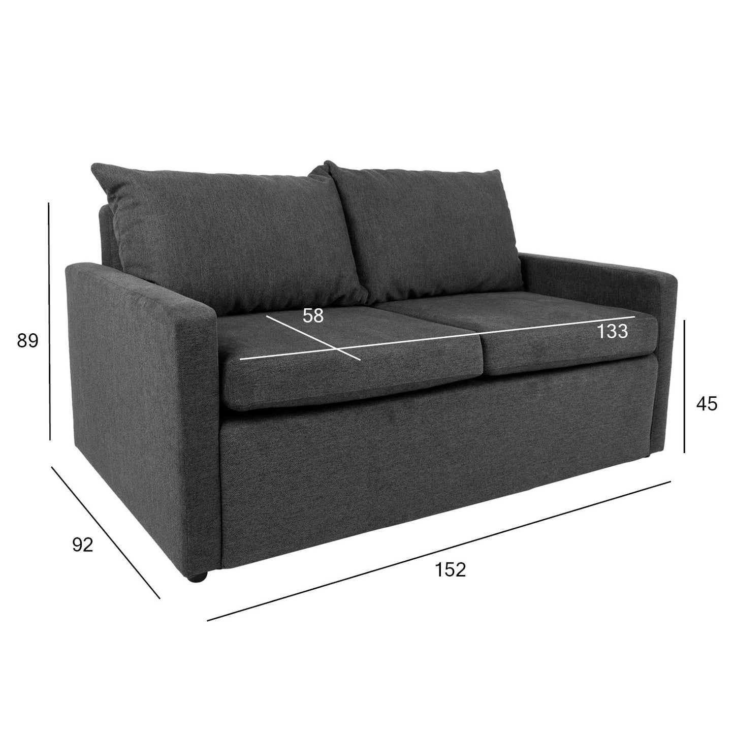 Sofa bed COLOGNE with storage box, dark gray