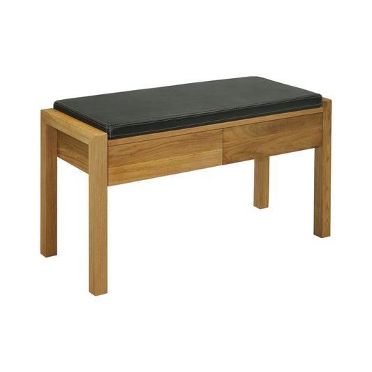 Bench MONDEO 88xD36xH49.2cm, seat: leather, wood: oak, finish: oiled