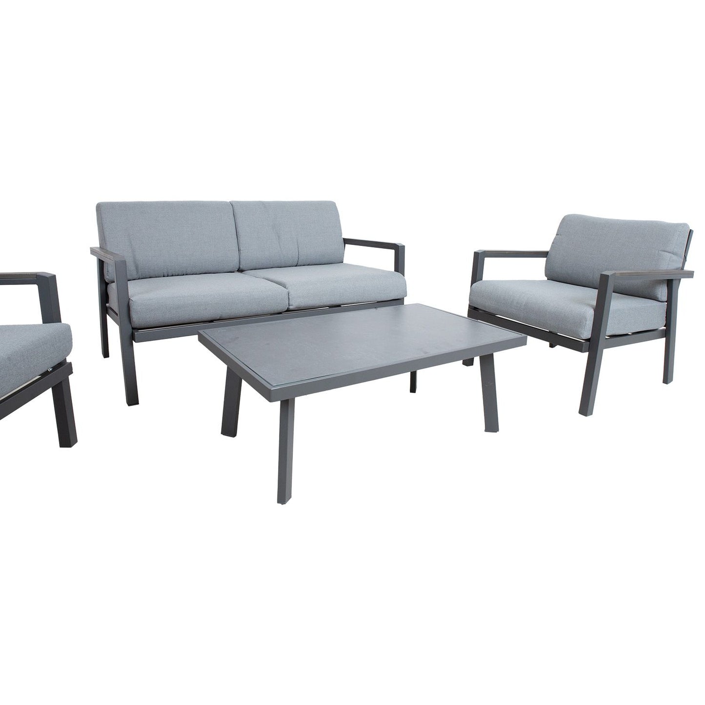 Garden furniture set DELGADO table, sofa and 2 chairs / GRAY 