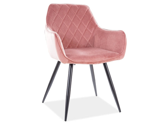 Chair LINEA VELVET BLACK FRAME/ANTIQUE PINK BLUVEL 52 