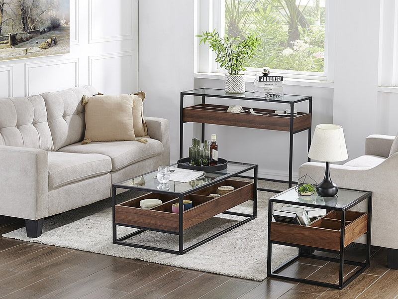 Coffee table HARMONY TRANSPARENT+WALNUT/BLACK 110X55