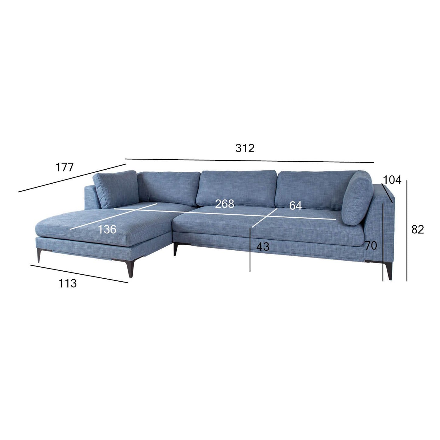 Corner sofa BRIA LC blue