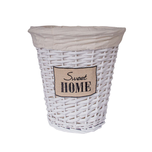 Basket high MAX, D28xH28cm, woven, color: white, with fabric