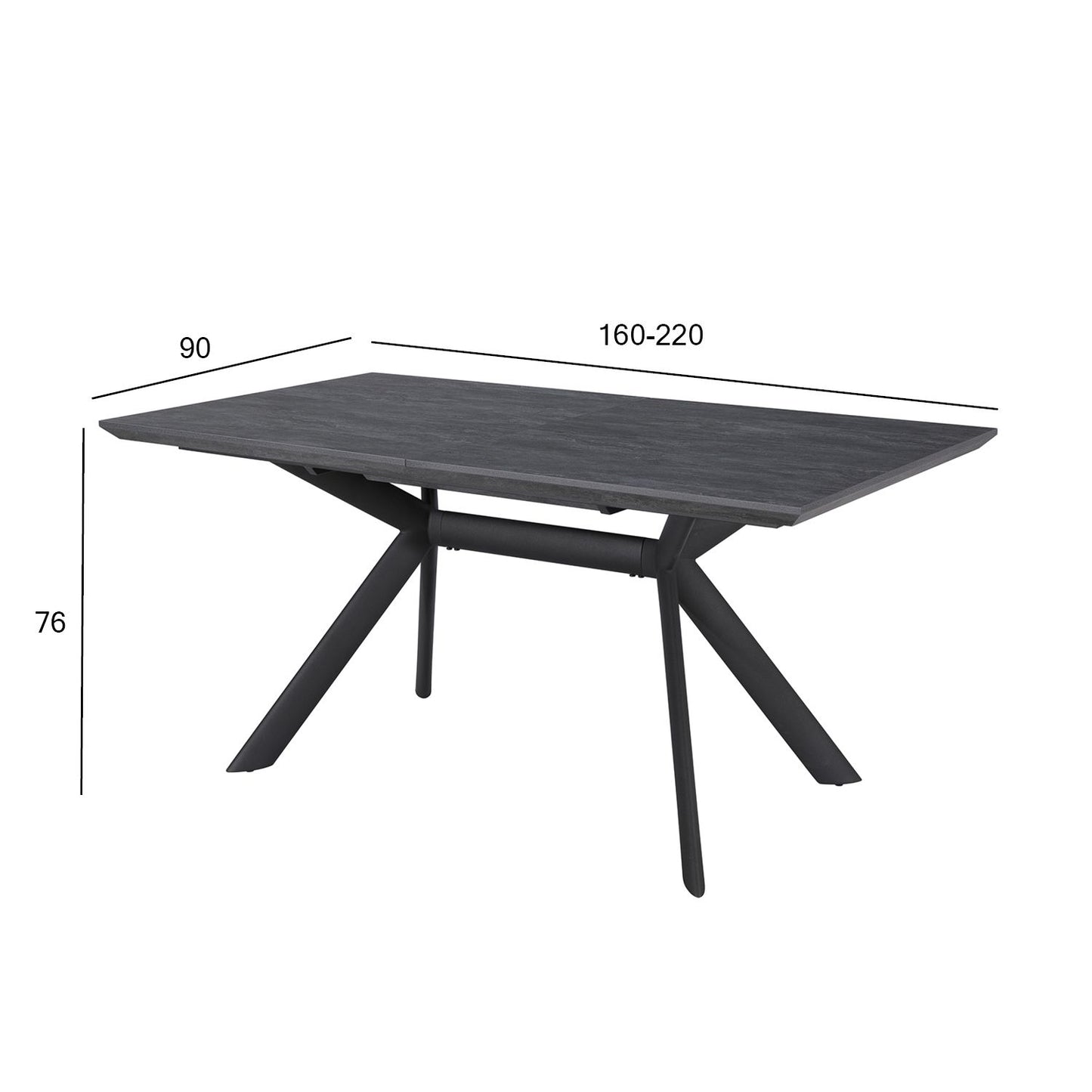 Table EDDY-2 160/220x90xH76cm, gray