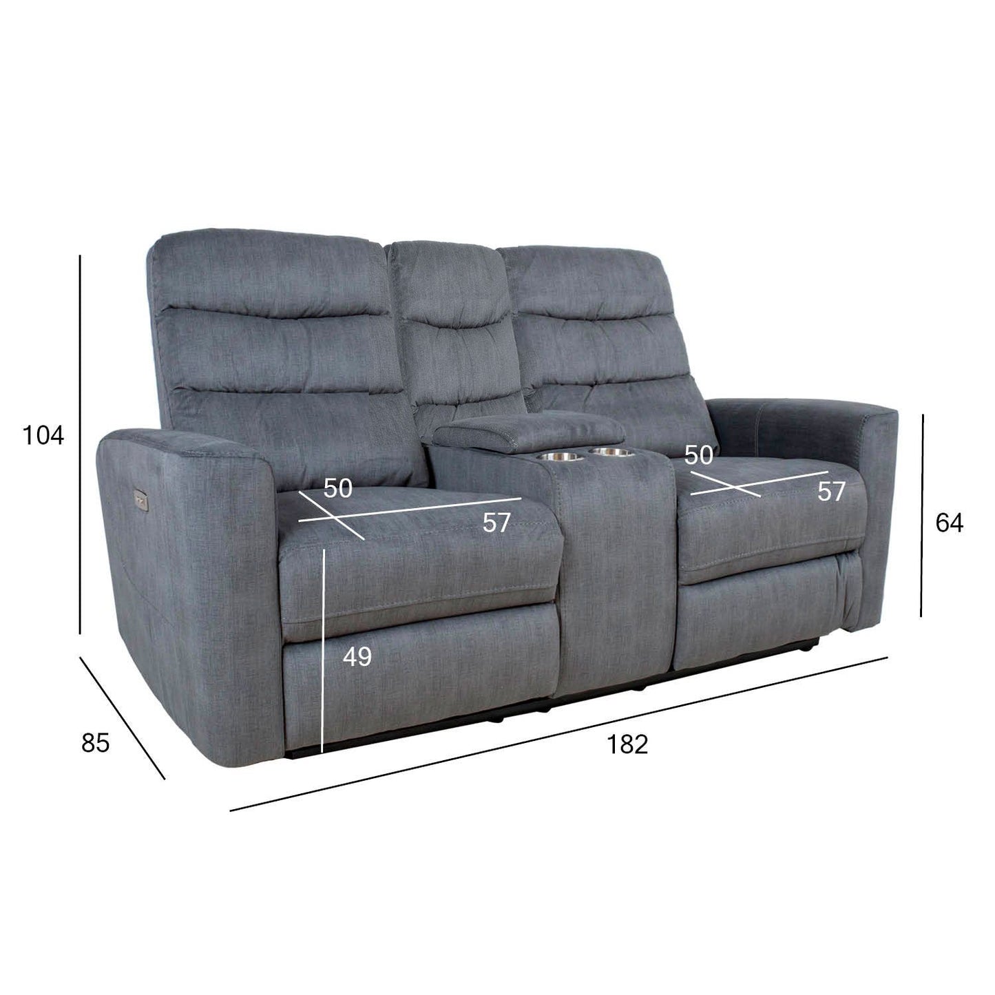 Sofa GASTON 2-seater, with electric mechanism, gray velvet