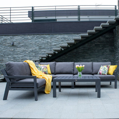 Garden furniture set TOMSON table and corner sofa / Dark grey