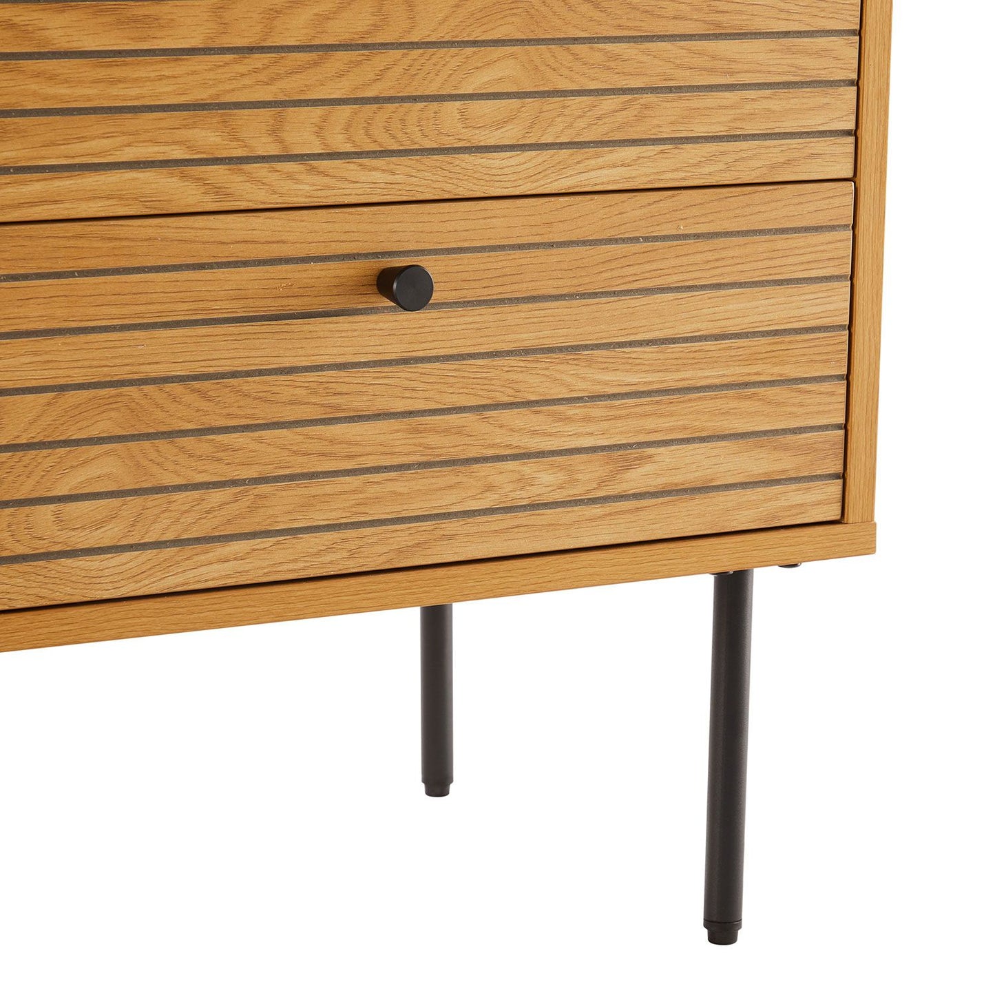 Chest of drawers LINE 150x40xH74cm, melamine with oak pattern