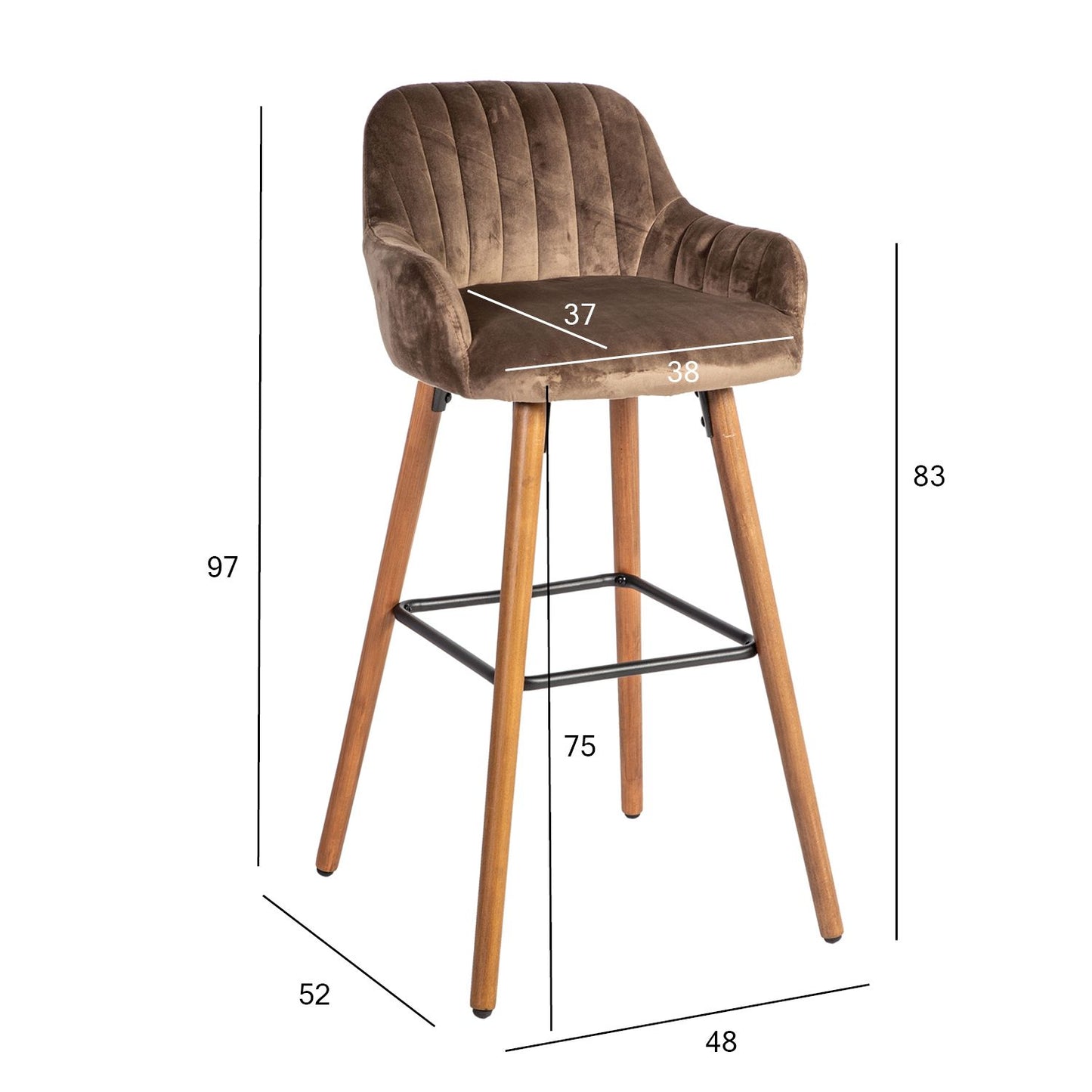 Bar Chair ARIEL 48x52xH97cm, brown 