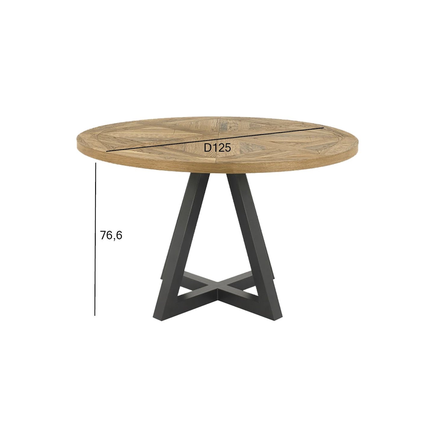 Table INDUS D125xH76.6cm, oak