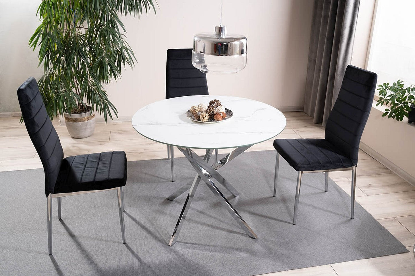 Table AGIS WHITE MARBLE EFFECT/CHROME FI 90