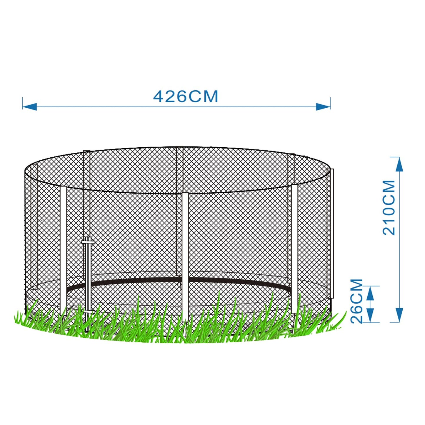 Trampoline on the ground with safety net 426 cm 