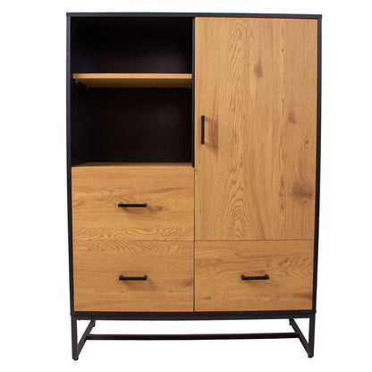 Chest of drawers AMSTERDAM 100x40xH140cm, oak/black