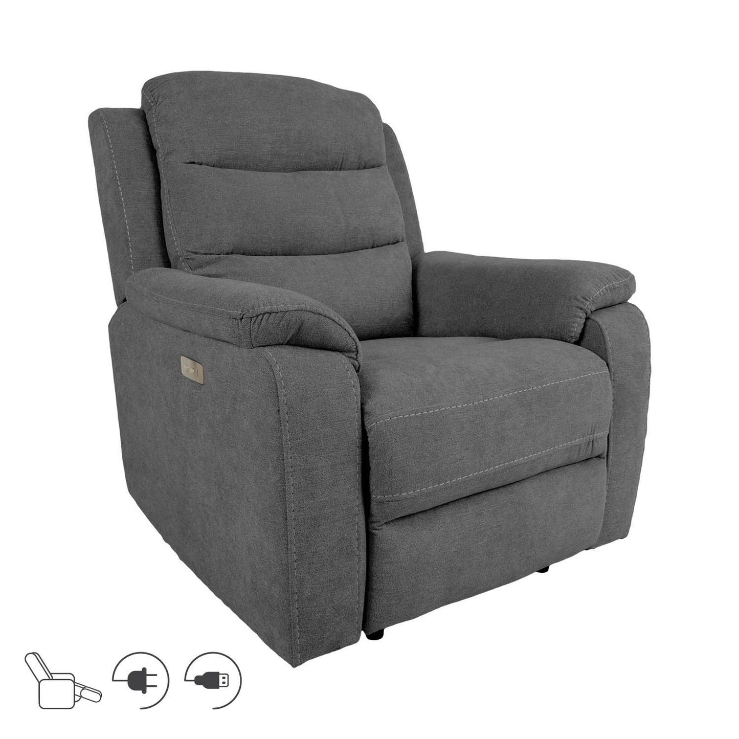 Lounge chair MIMI electric 92x93xH102cm, gray 