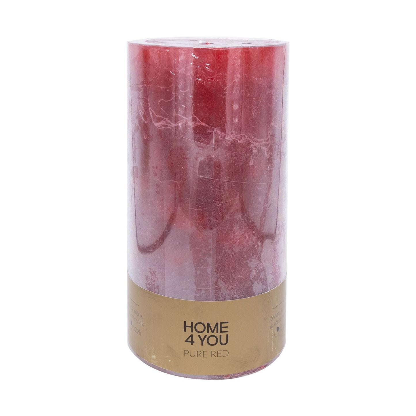 Candle PURE RED, D10xH20cm, red (unscented)