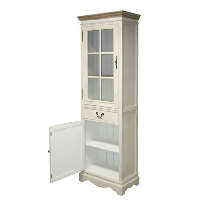 Display cabinet SAMIRA 60x35xH195.5cm, antique white/natural