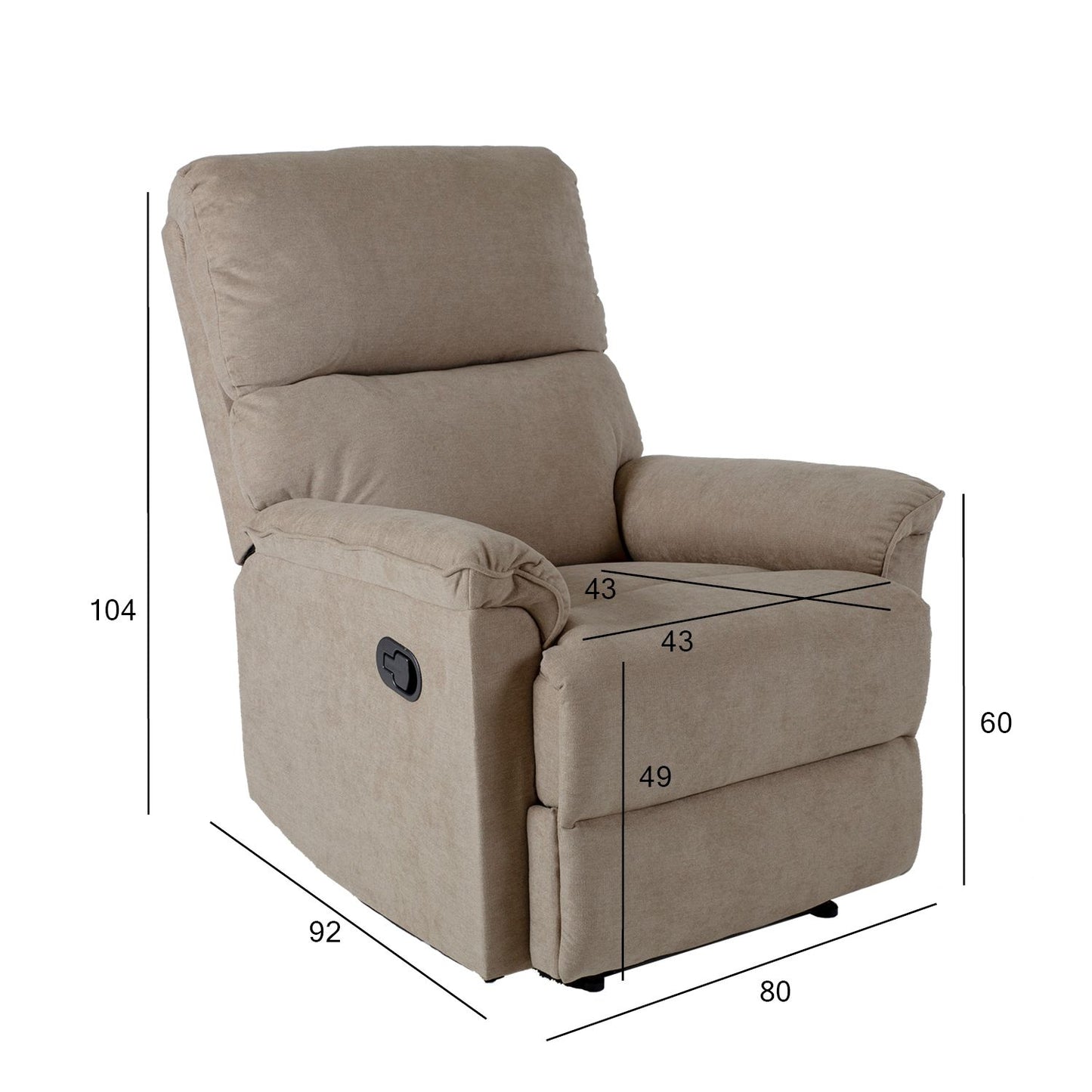 Lounge chair GUSTAV 80x92x104cm, beige 